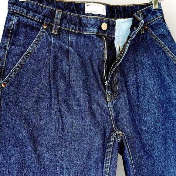 ASOS Design Double Pleats Tapered Leg Dark Blue Washed Jeans Men Size W31 - Picture 7 of 13